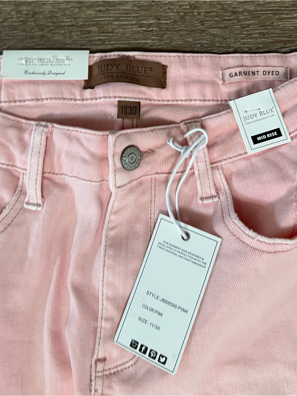 Judy Blue Pretty in Pink Mid-Rise Distressed Jeans Flare Size 11/30 - Picture 16 of 16